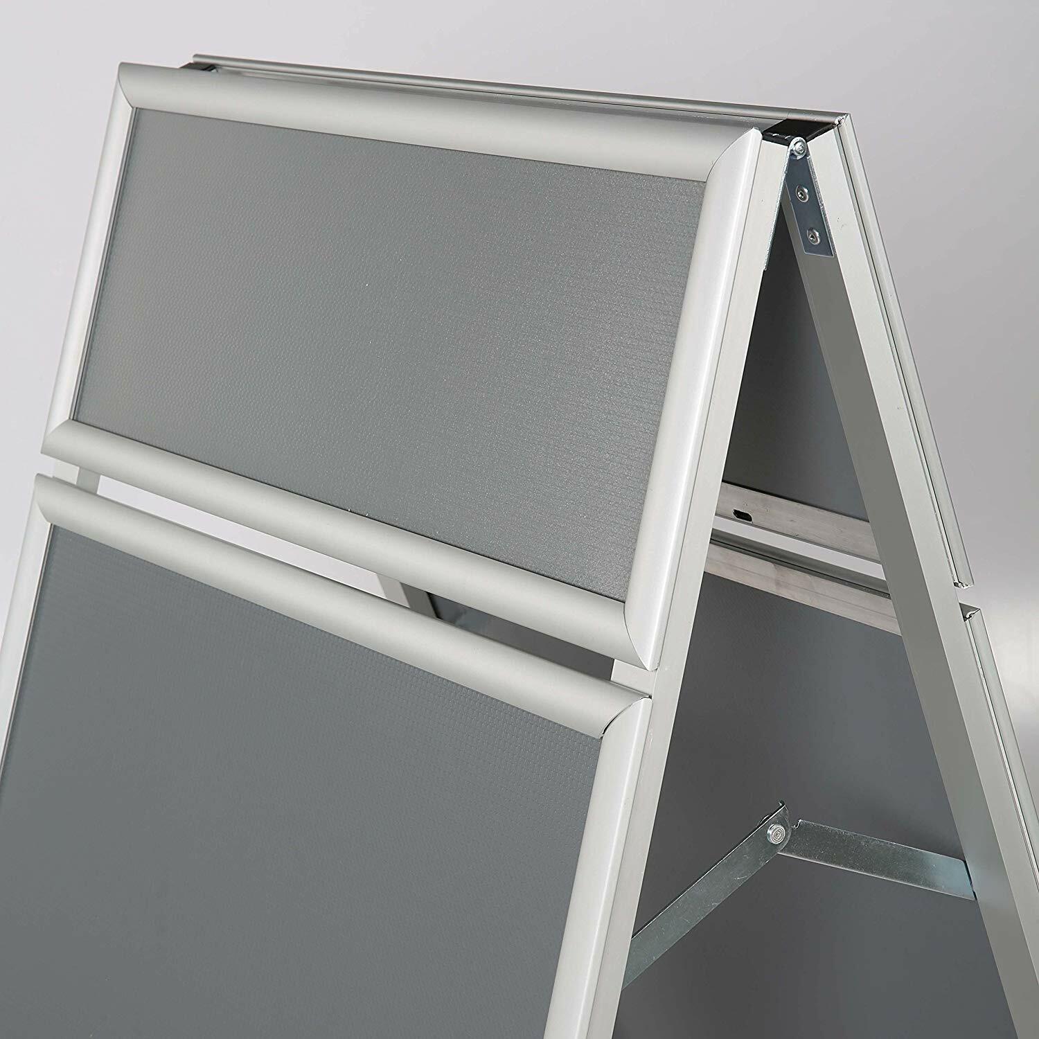 Sandwich Board Sidewalk Snap A-Frame Header Menu Holder Double Side 22×28 Silver