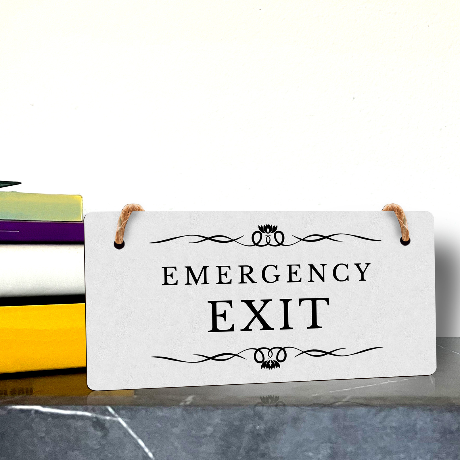 Emergency Exit 5&Prime; x 10&Prime; Hanging Wall or Door Sign | Rustic Twine