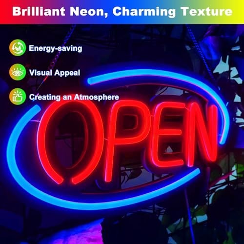 Bright Dimmable Neon Open Sign – LED Light for Business, Store, Bar, Office – 14