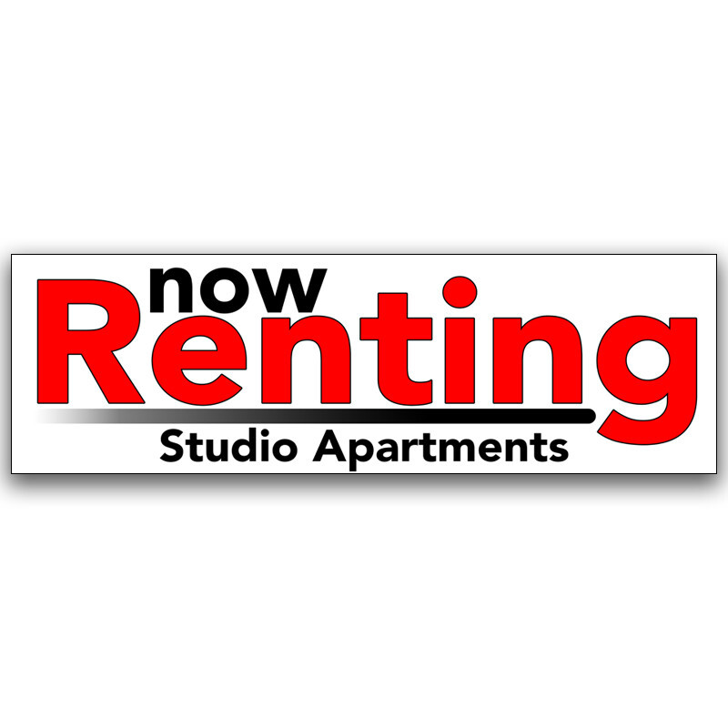 Now Renting Studio Apartments Vinyl Banner with Optional Sizes (Made in the USA)