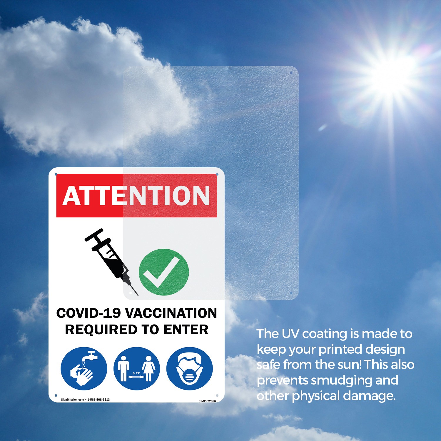 Covid-19 Vaccination Required to Enter Public Safety Sign, Decal 5 or 10 Pack