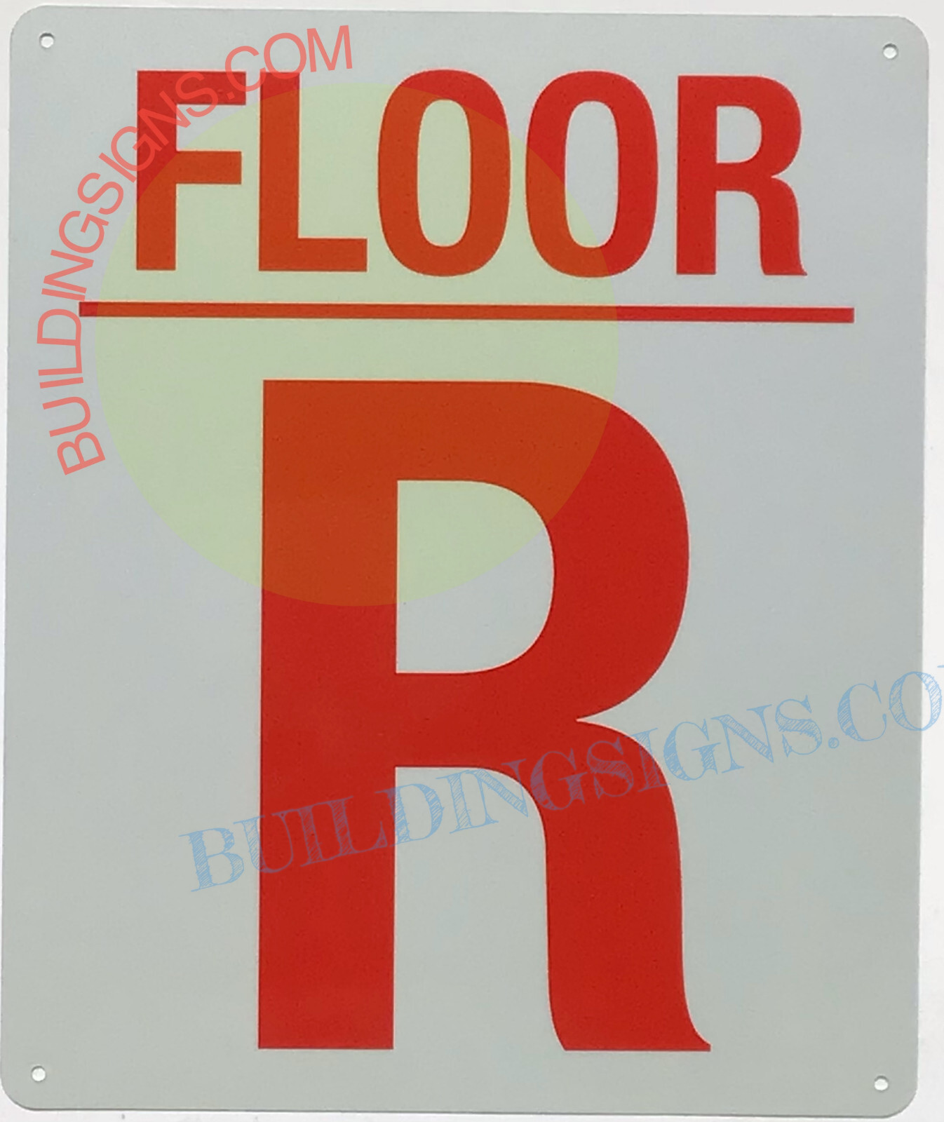 R FLOOR SIGN (10×12, White, Aluminum)-REF24-1027