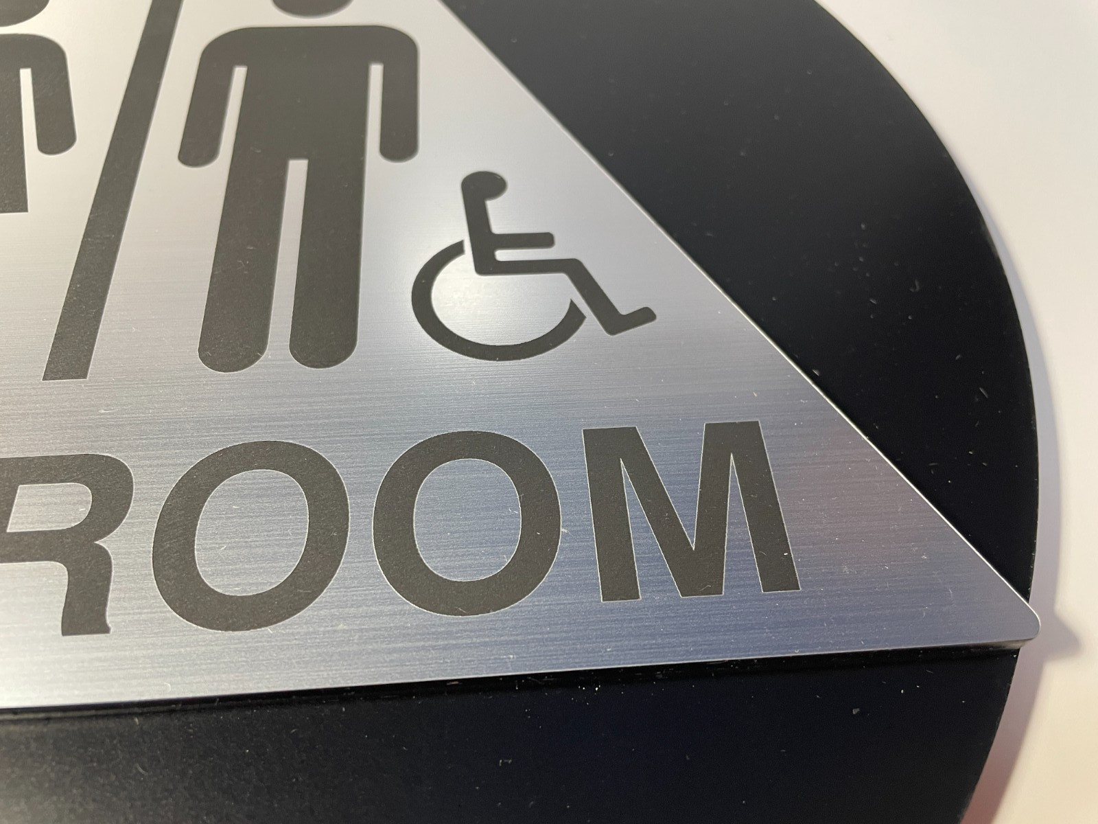 NEW ADHESIVE UNISEX HANDICAP RESTROOM SIGN ROUND 12&Prime; DIAMETER WEIGHS 1.5-2 LBS