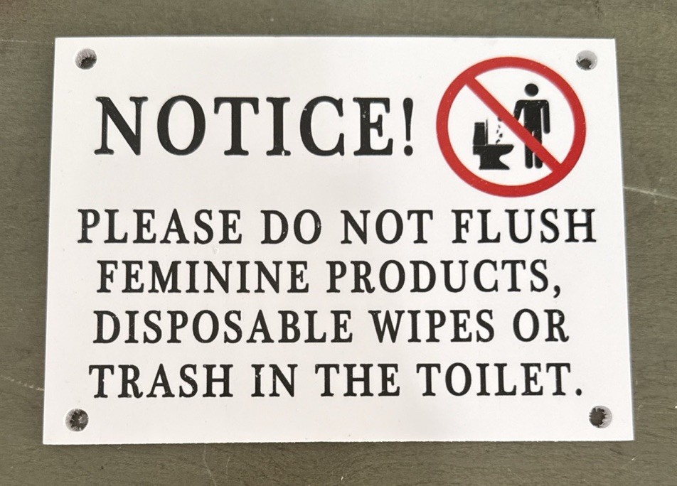 “Please Do Not Flush…” The Following Sanitary OSHA Notice Sign 7 x 5 inches- New