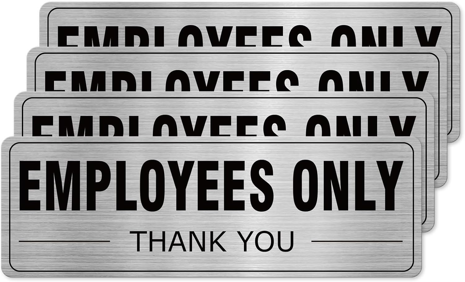 Employees Only Sign Aluminum Silver 9 x 3 Inches Self-Adhesive Waterproof Metal