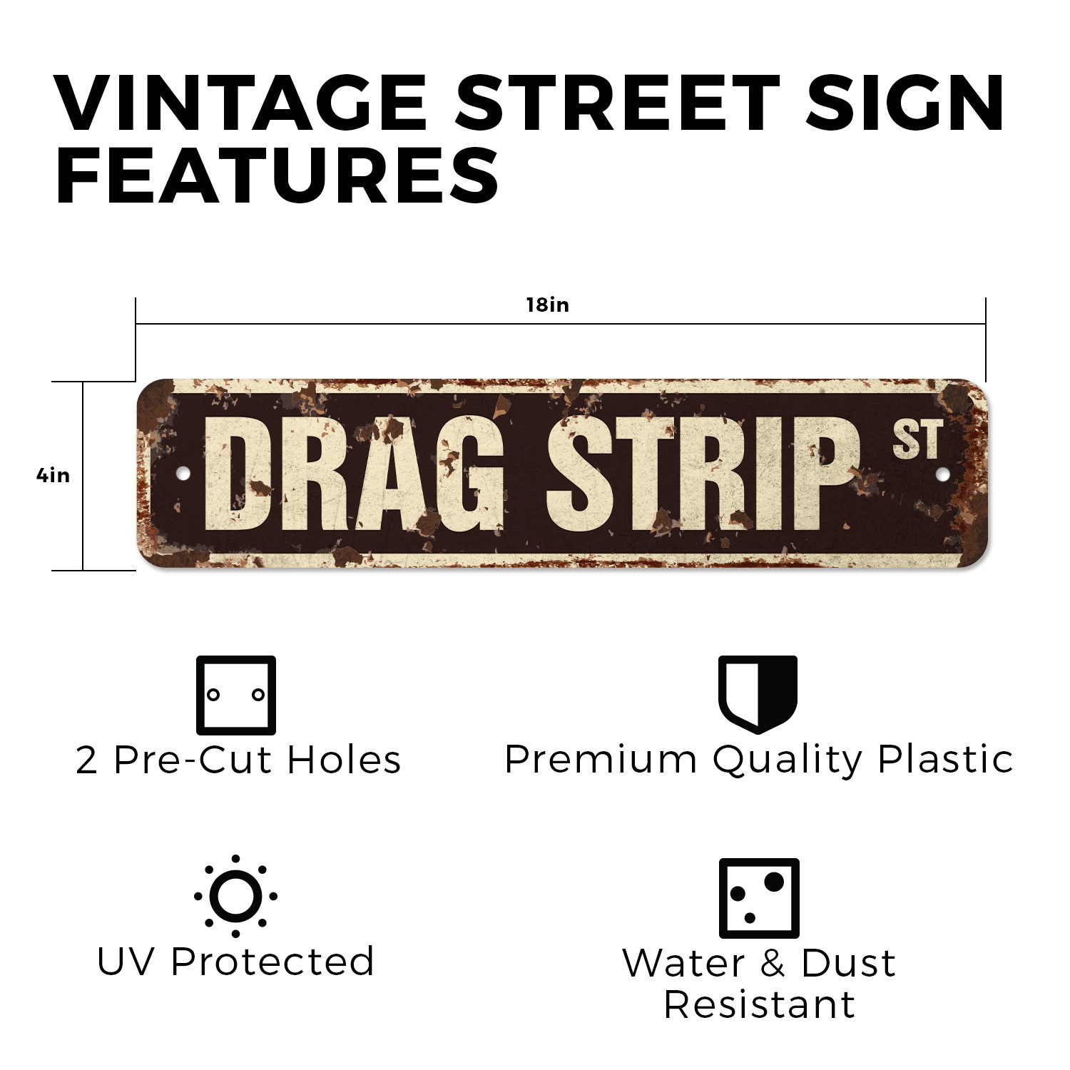 DRAG STRIP Vintage Style Street Sign Metal Road Sign race track cars muscle fast