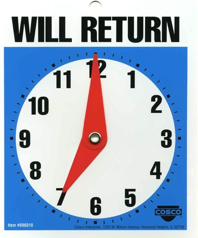 Store Sign Will Return 5 x 6 Inches Durable Tear Resistant Plastic