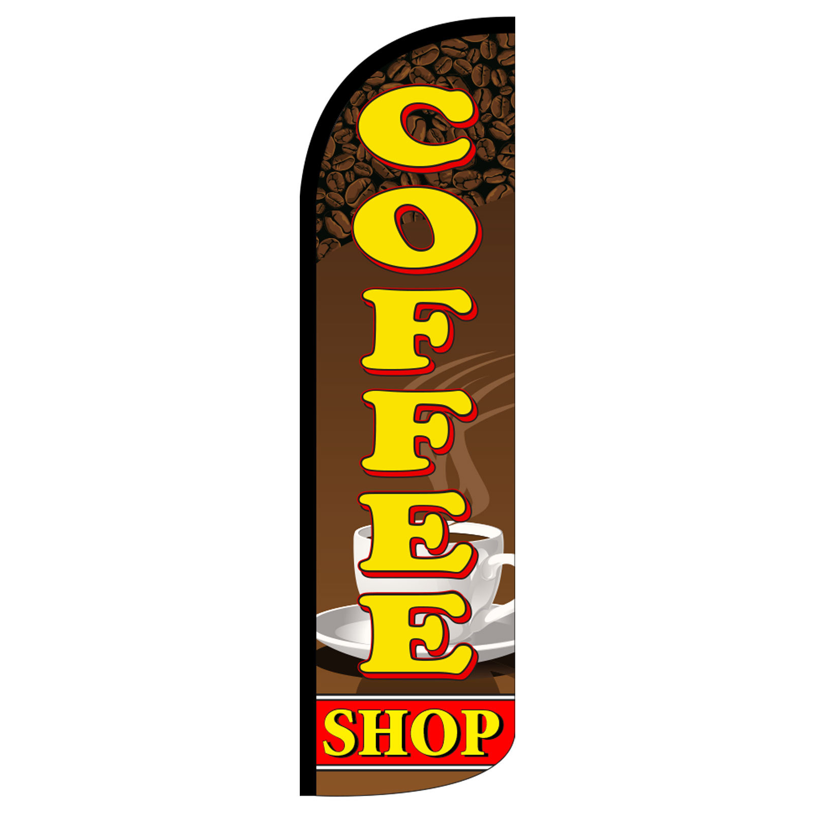 Coffee Shop Flag Flutter Feather Banner Swooper Extra Wide Windless