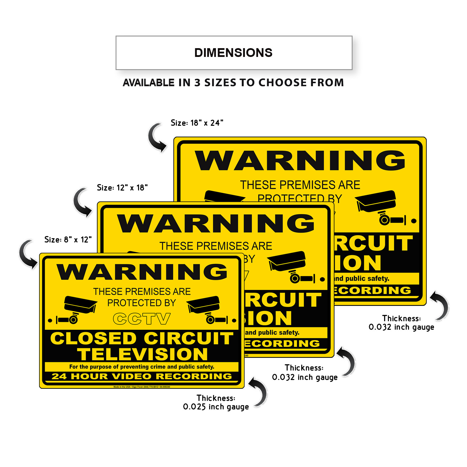 Warning These Premises Are Protected By CCTV Public Safety Aluminum Metal Sign
