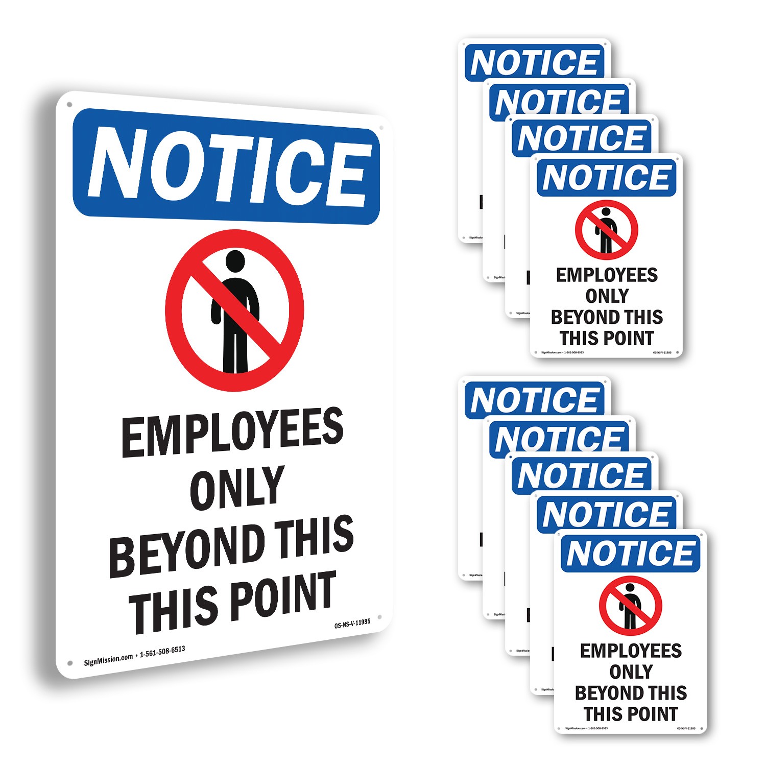 Employees Only Beyond OSHA Notice Sign Metal, Plastic, Or Decal – 5 or 10 Pack