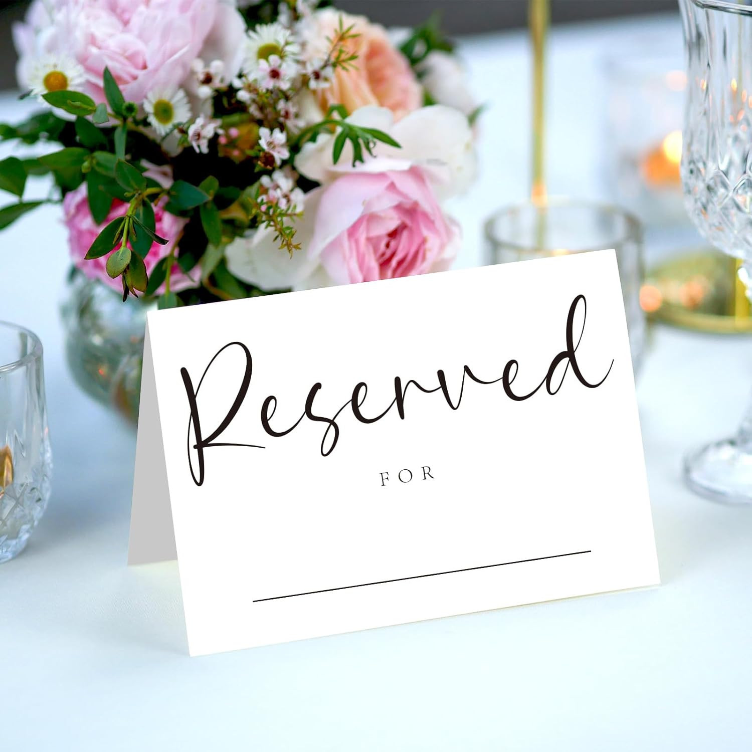 40Pcs Reserved Table Signs with Name Line 4X6In Reserved Seating Sign Double Sid