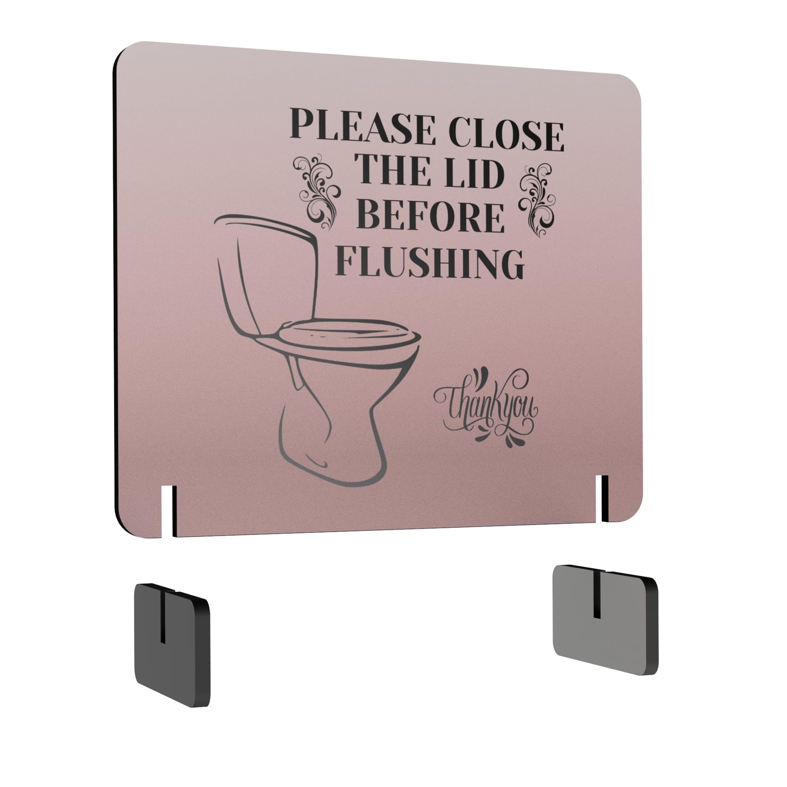 Elegant FreeStanding Bathroom Sign Polite Reminder Close Toilet Lid Flushing