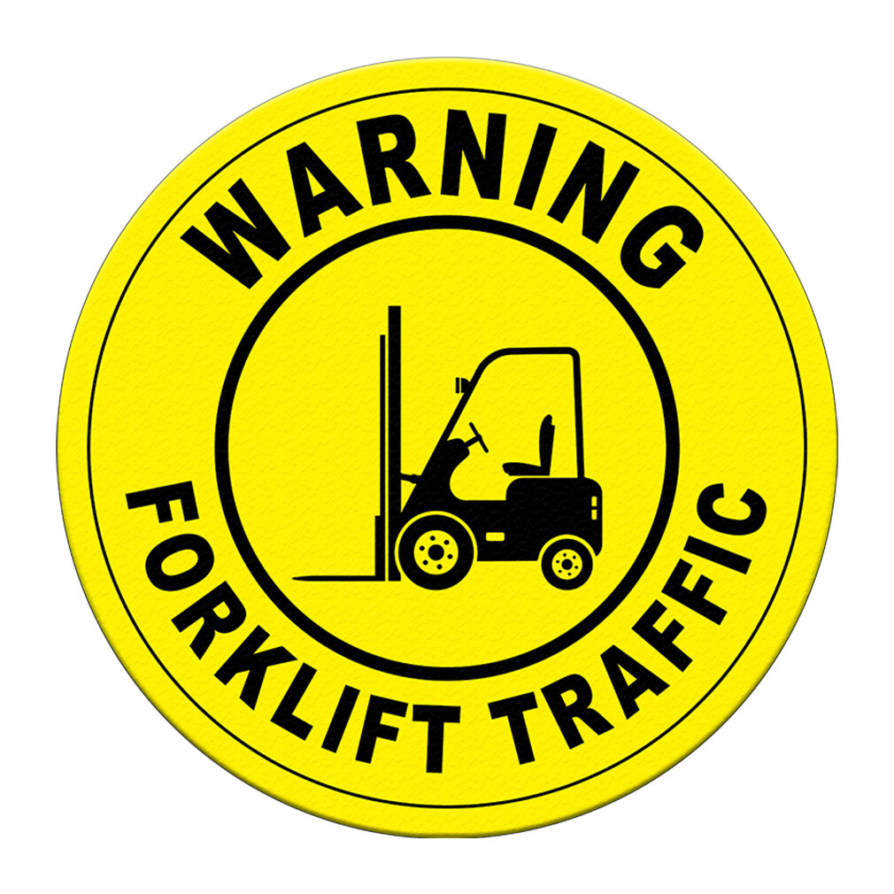 Floor Decals Warning Forklift Traffic Yellow Anti-Slip Round Shape Business