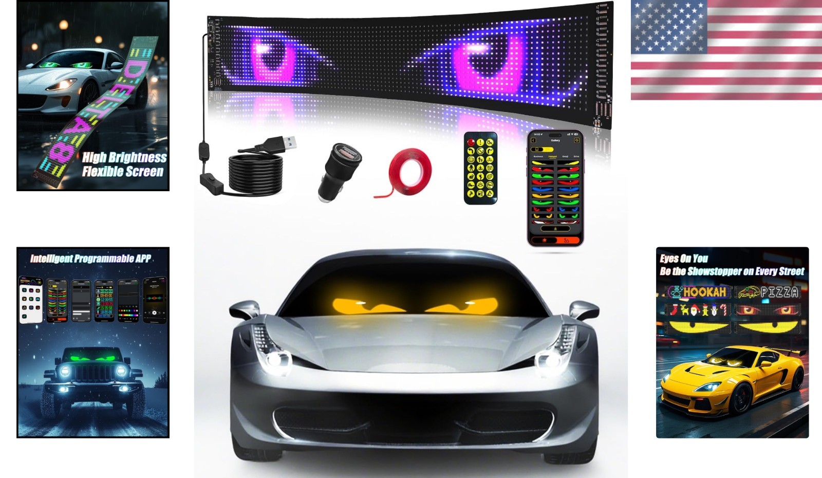 Devil Eyes Light for Windshield,23.4&Prime;x4.7&Prime; Car Programmable LED Eye…