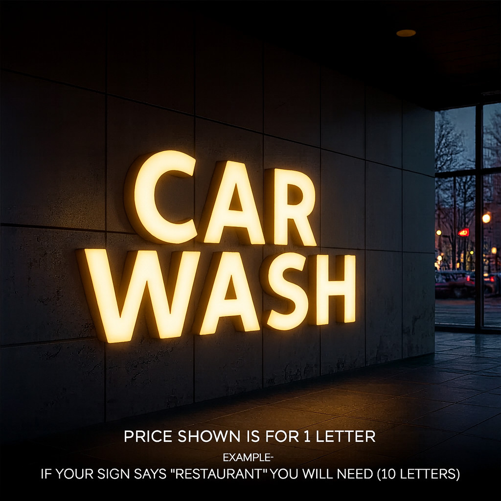 𝑵𝓙̶ Car Wash LED Channel Letters Custom Outdoor Storefront Business Sign