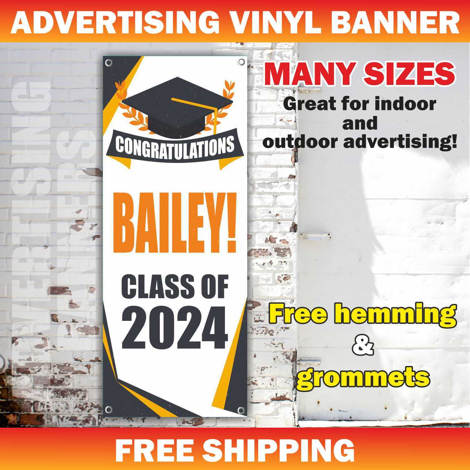 CLASS OF 2024 Advertising Banner Vinyl Mesh Sign School University Graduate