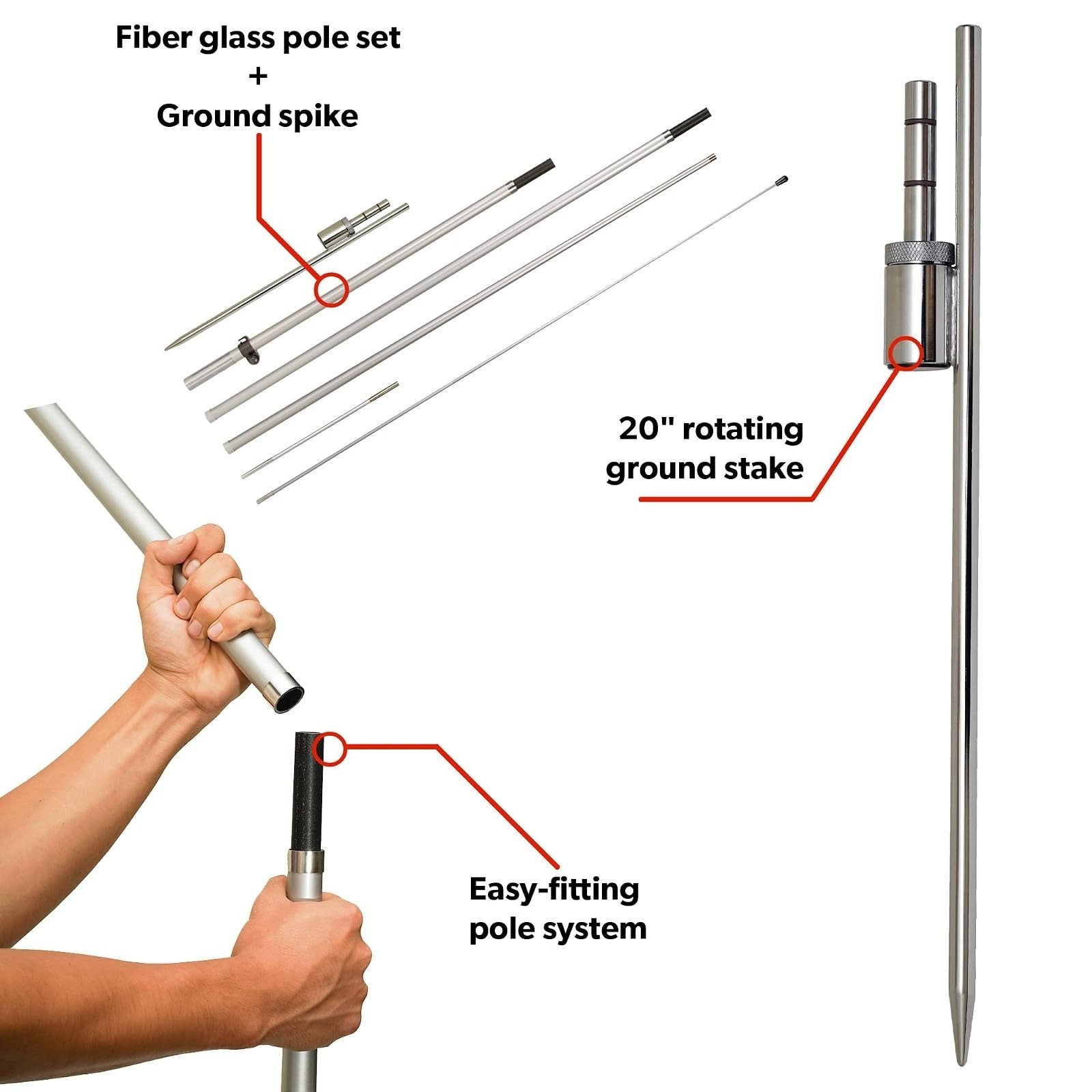 LookOurWay Feather Flag Pole Kit – 13ft Tall Outdoor Advertising