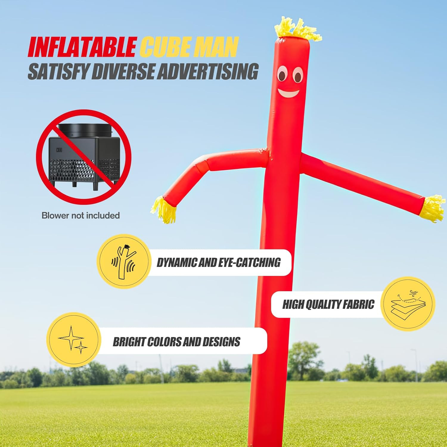 20Ft Red Air Tube Dancer Inflatable Waving Tube Man – Eye-Catching Replacement W