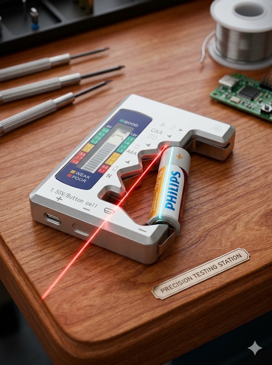 Battery Tester Universal for AA AAA C D 9V Button Cells – LCD Digital Battery