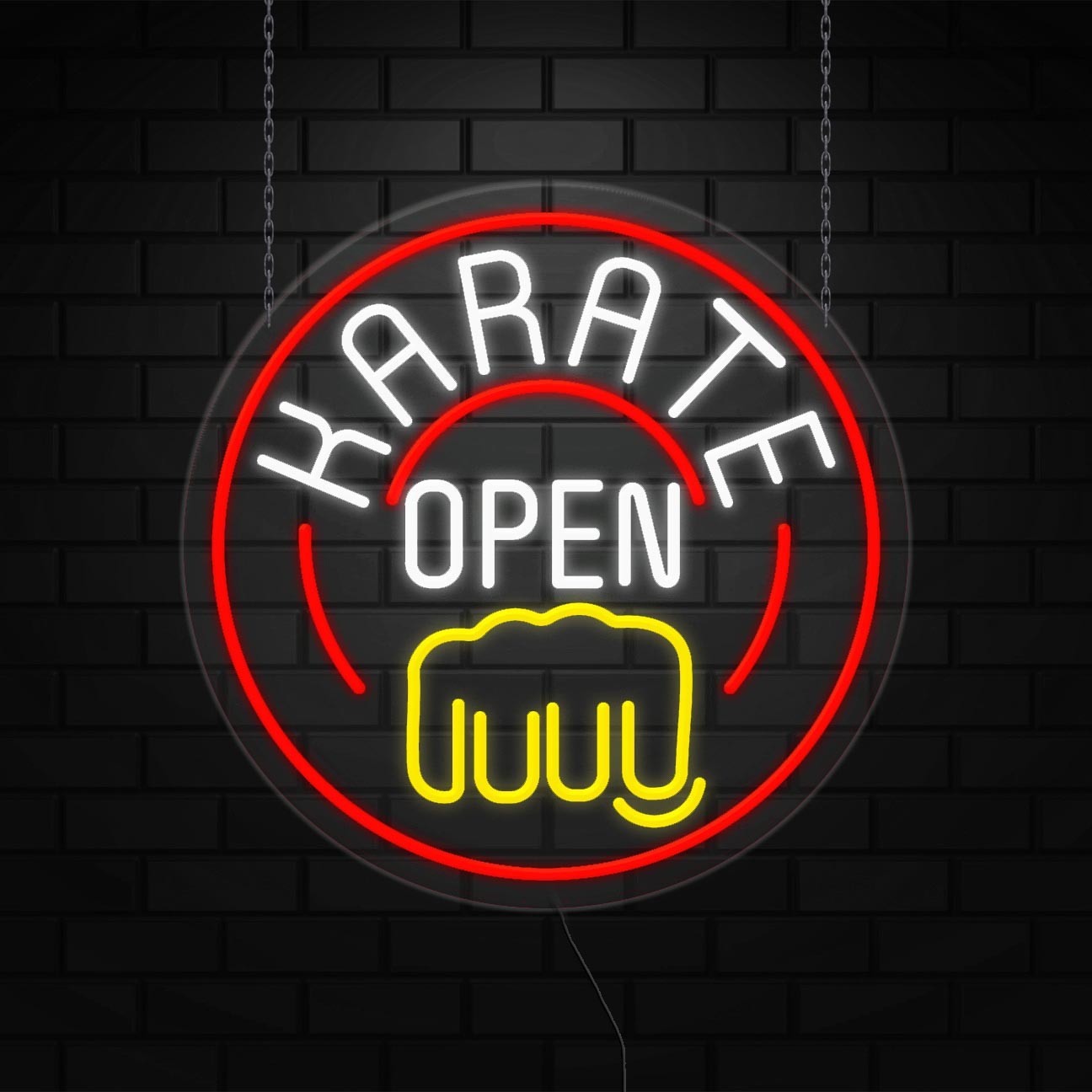 Karate Open Sign for Business Displays | LED Flex Neon | 26&Prime;W x 26&Prime;H x 1&Prime;D