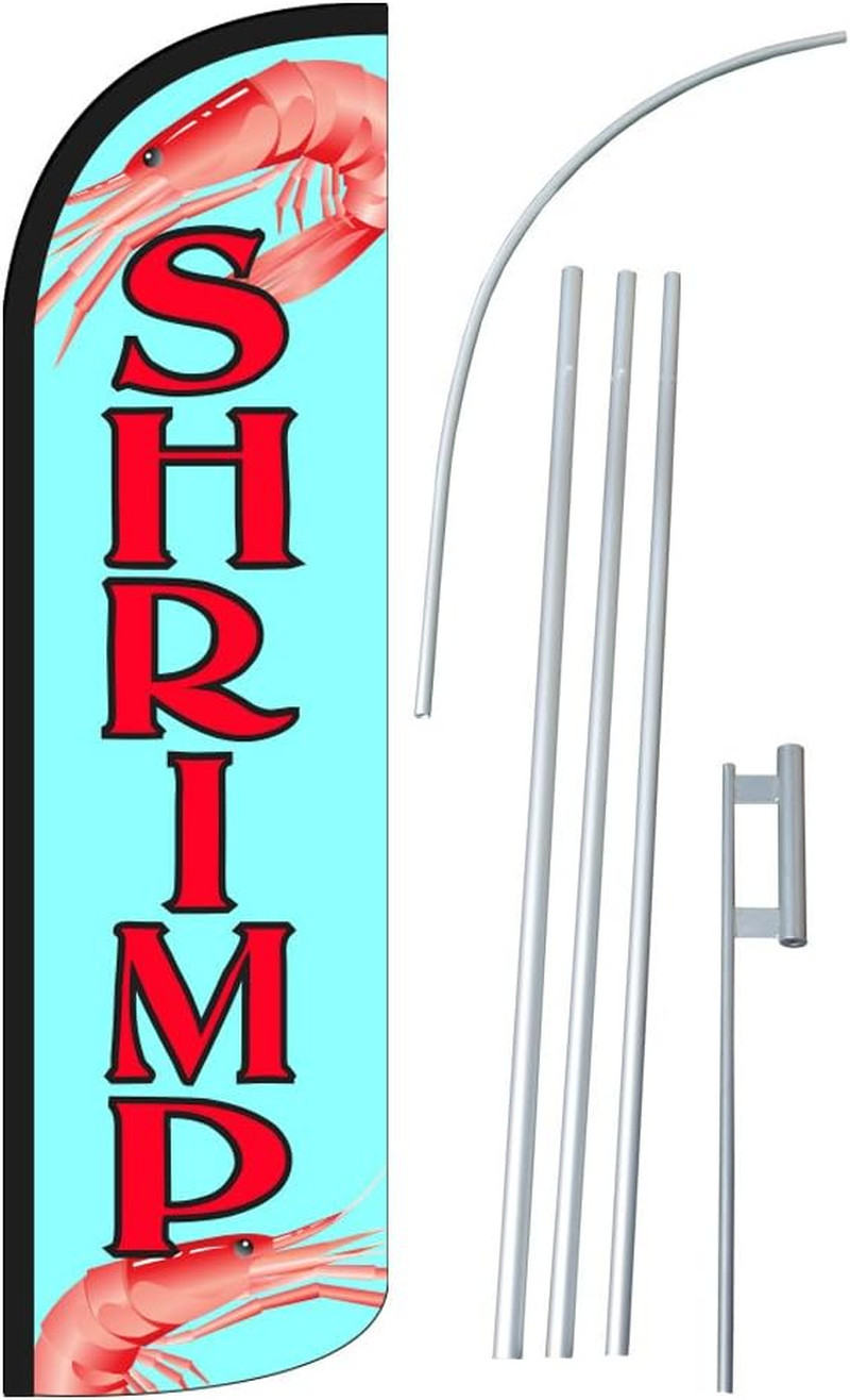 Neoplex – « Shrimp » 12-Foot Super Swooper Feather Flag with Heavy-Duty 15-Foot Po