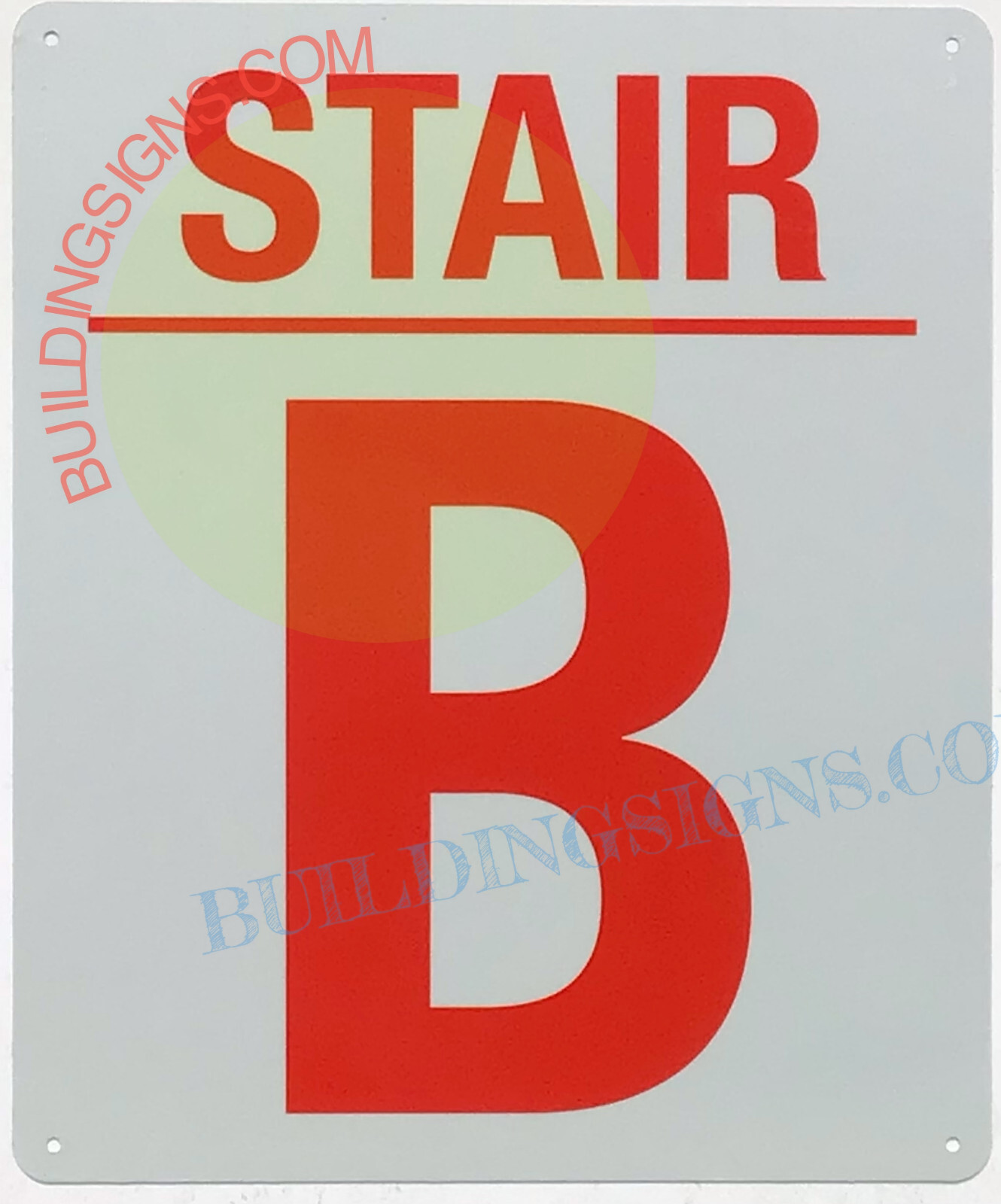 STAIR B SIGN (10×12, White, Aluminum) -REF24-1027
