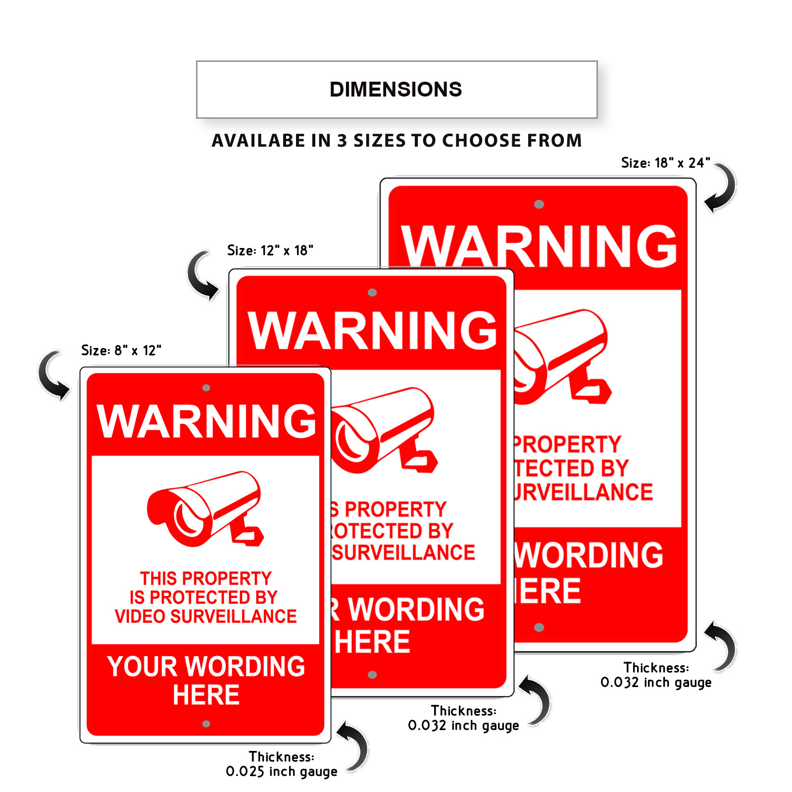 Custom Sign Warning This Protected Property Your Text Words Aluminum Metal Sign