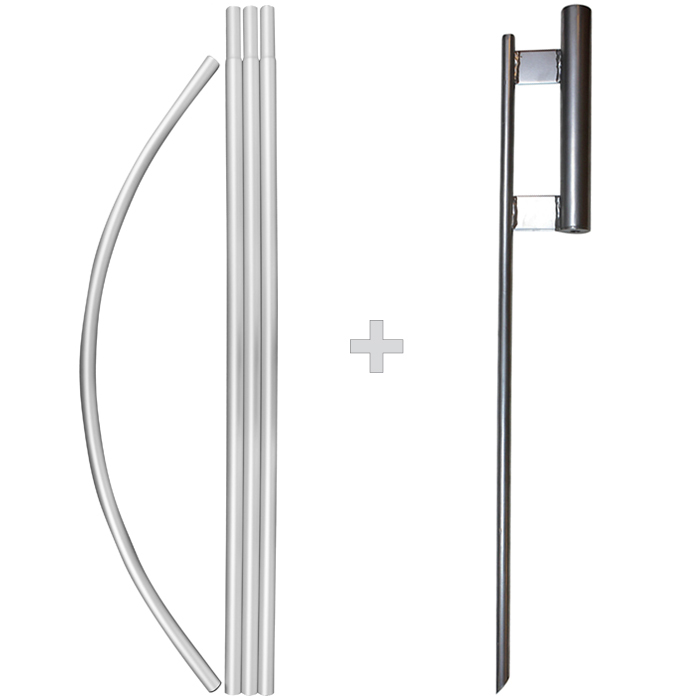 3-PACK WINDLESS POLE & GROUND SPIKE – For Swooper Feather Flag Kit Full Sleeve