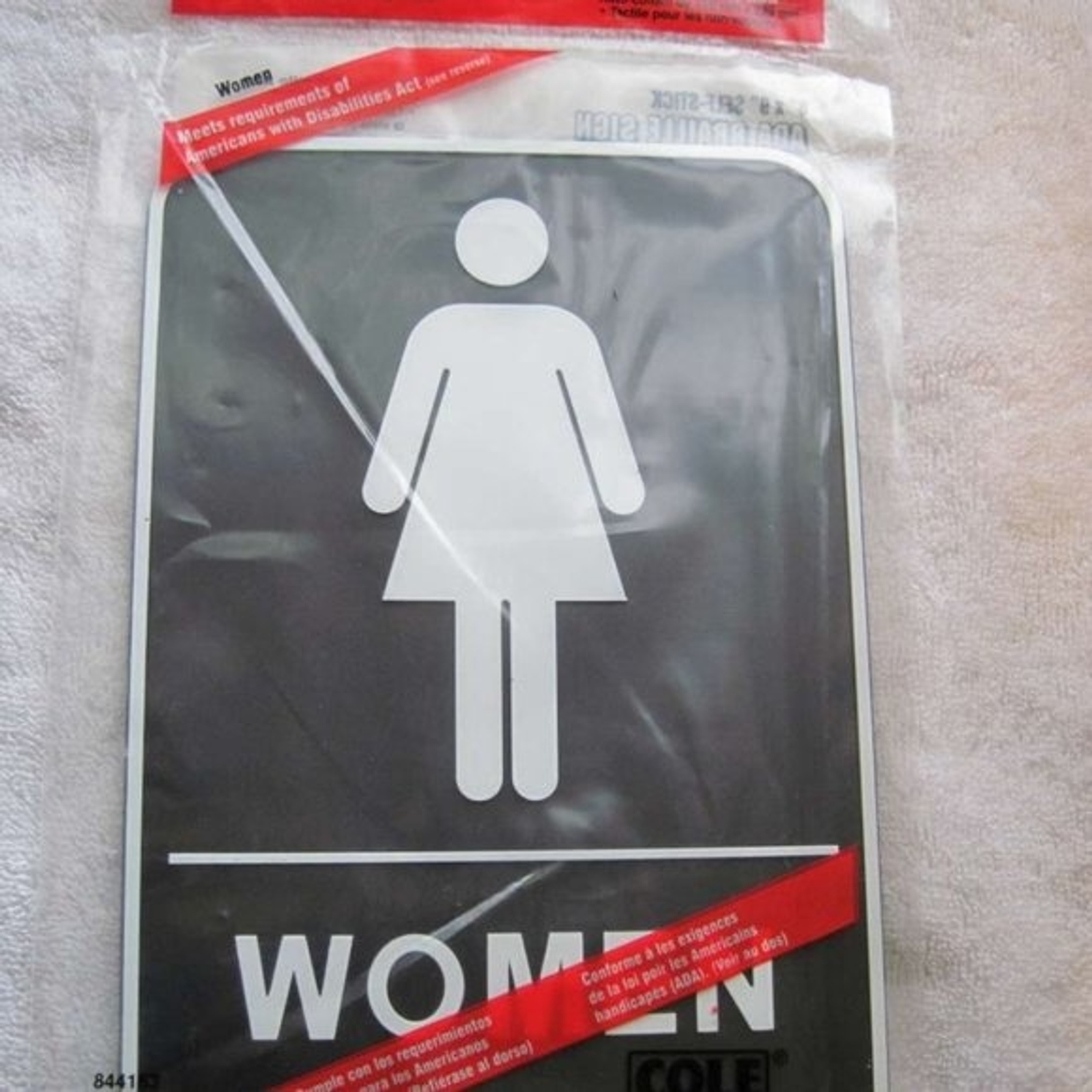 MEN & WOMEN SET 6 x 9&Prime; ADA Braille Restroom Sign Self Stick Tactile Hillman Cole