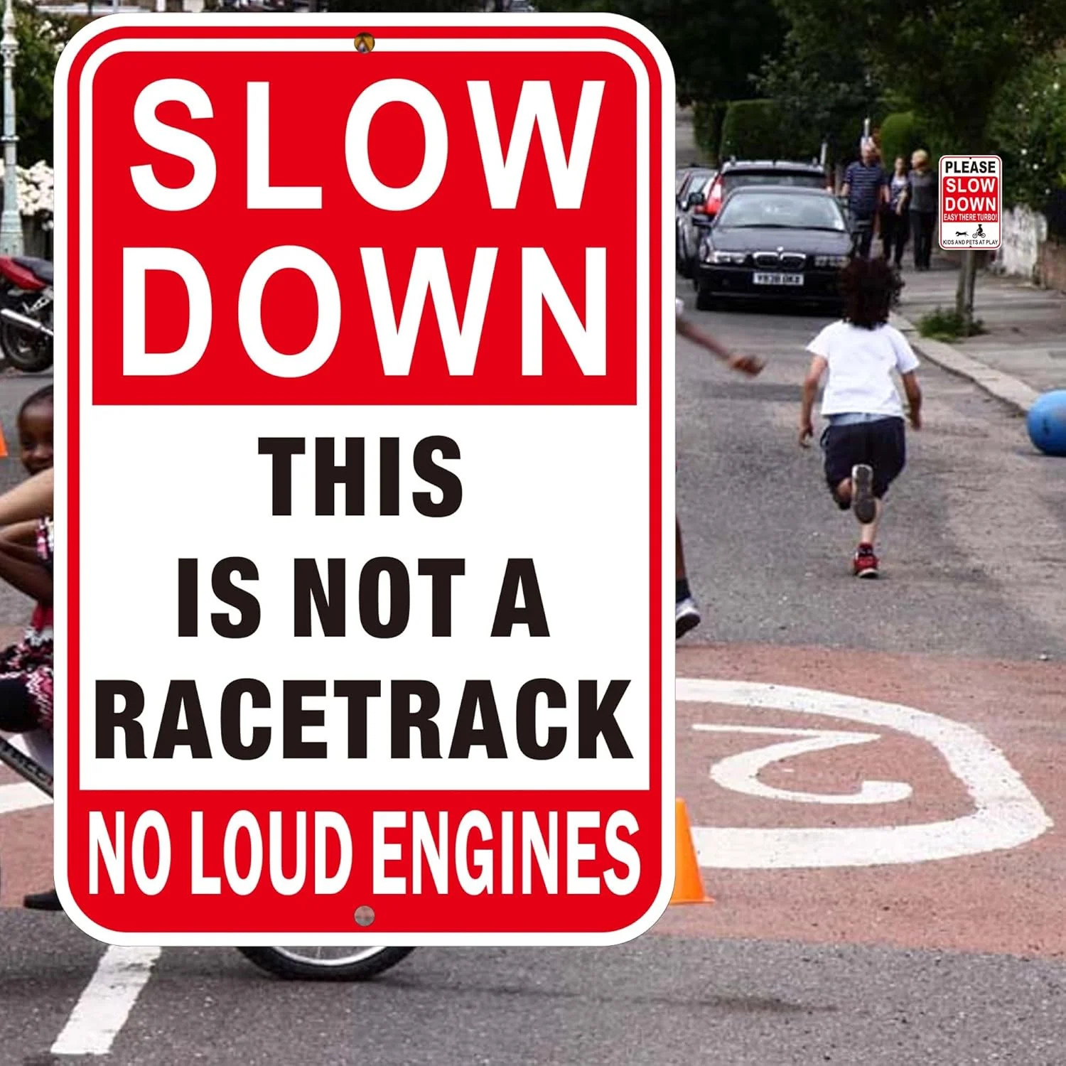 2Pack Slow Down Sign, 18&Prime;x12&Prime; Speed Bumps Ahead safety Signs, Rust Free Reflecti