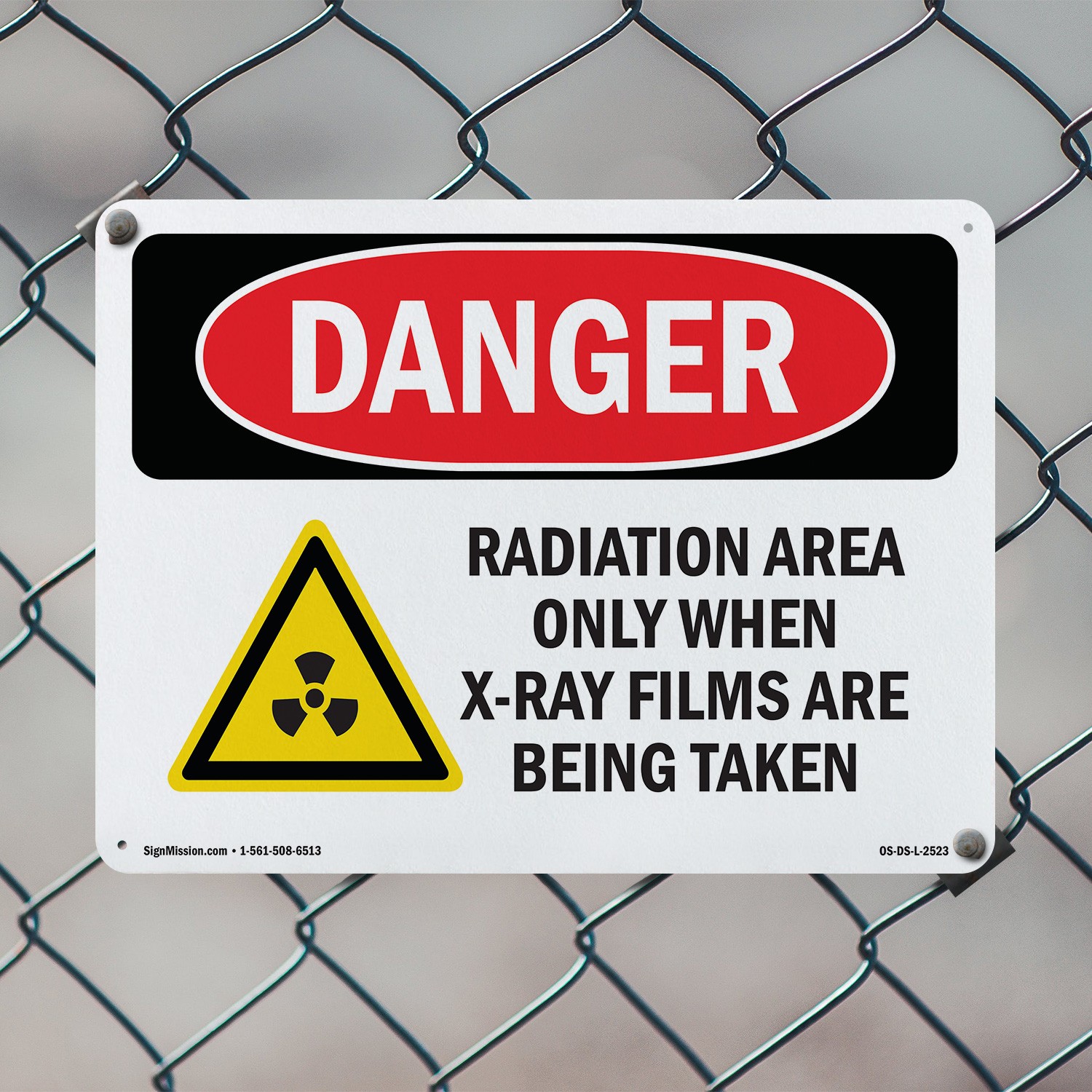 Radiation Area Only When X OSHA Danger Sign Metal, Plastic, Decal 5 or 10 Pack