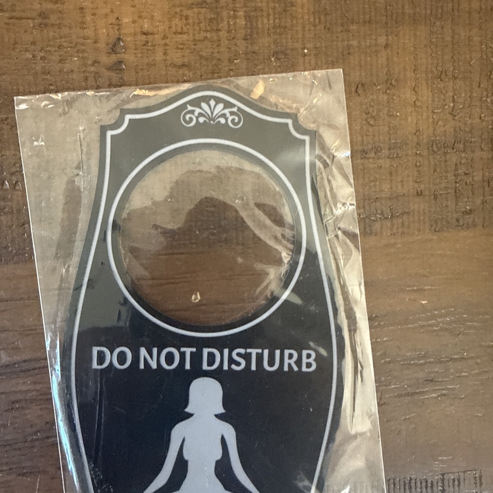 Do Not Disturb Meditation In Session Door Hanger Black Silver 4&Prime; x 8&Prime;