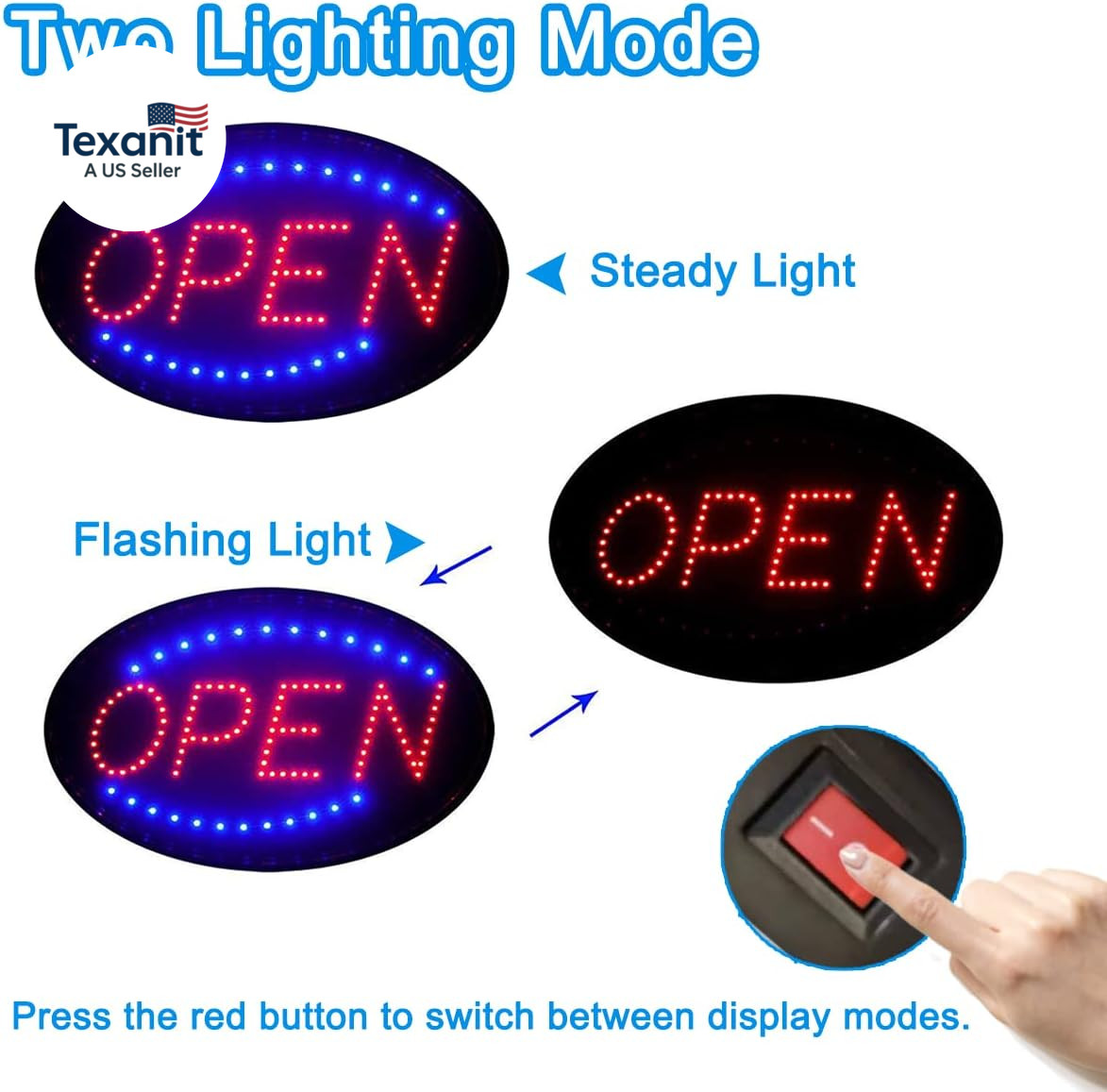 LED Open Sign, 19&Prime;X10&Prime; Bright High Visibility Advertisement Board Electric Displ