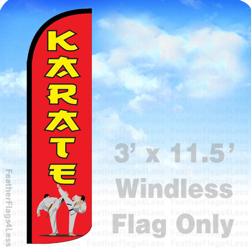 KARATE – Windless Swooper Flag Feather Banner Sign 3&rsquo;x11.5&prime; rq