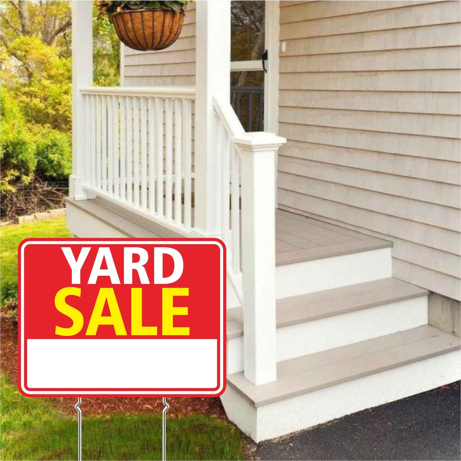 Yard Sale Signs 3 Pack 17&Prime;x13&Prime; Double Sided Yard Sale Signs with Metal Stakes W