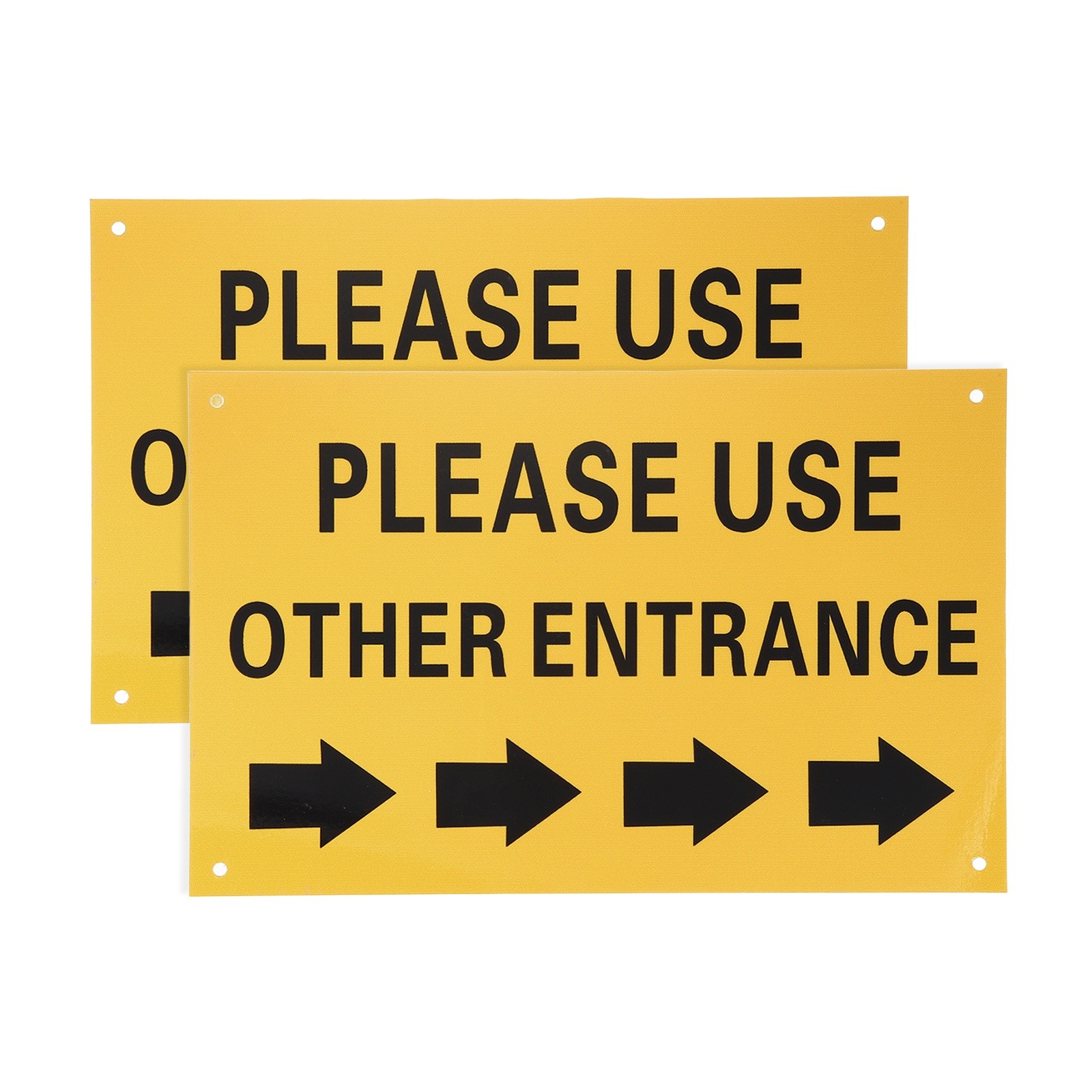 2 Pcs Please Use Other Entrance Sign, Right Arrow, Bright Yellow on Black