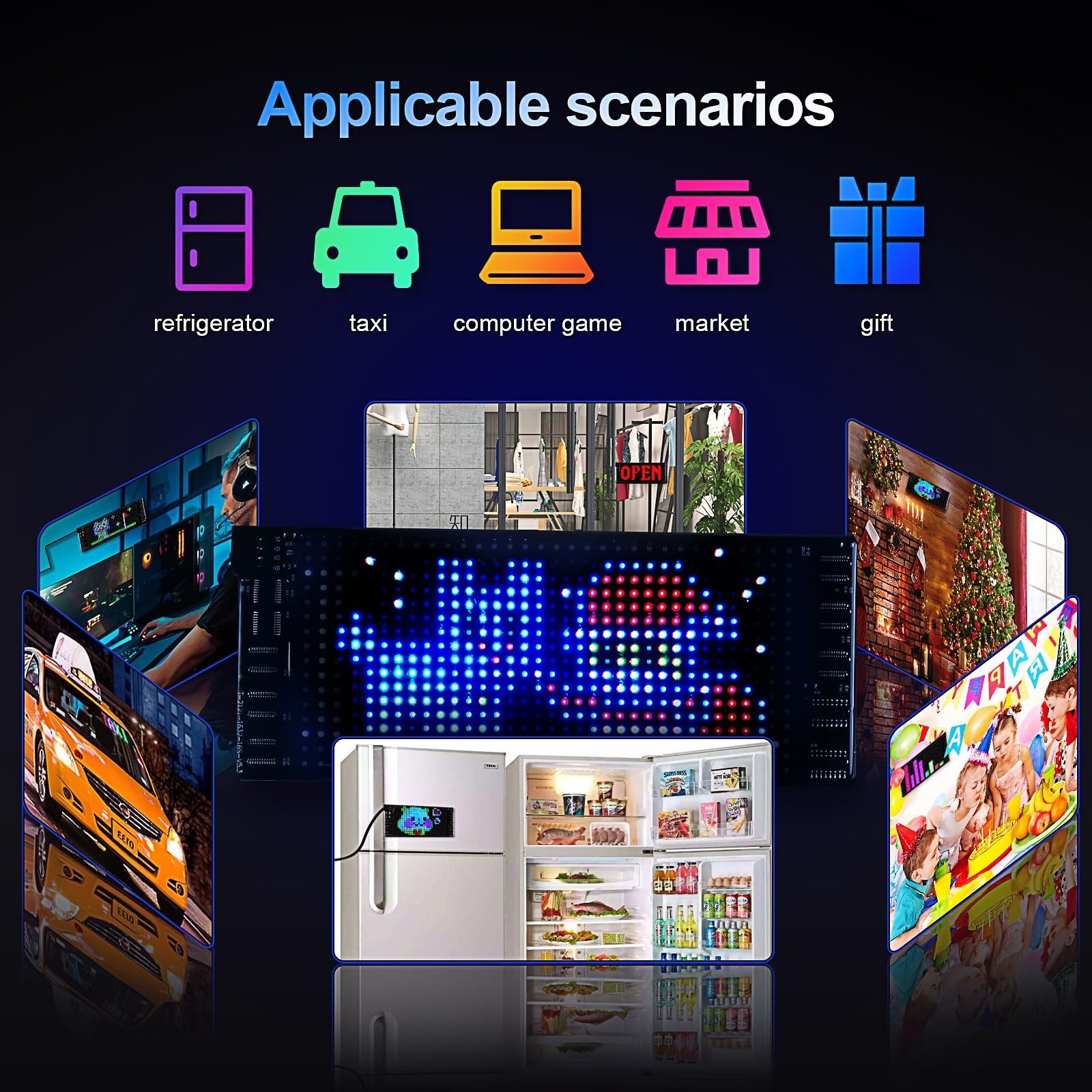 Programmable LED Matrix Light Sign for Car – Bluetooth Custom Text & Animation D