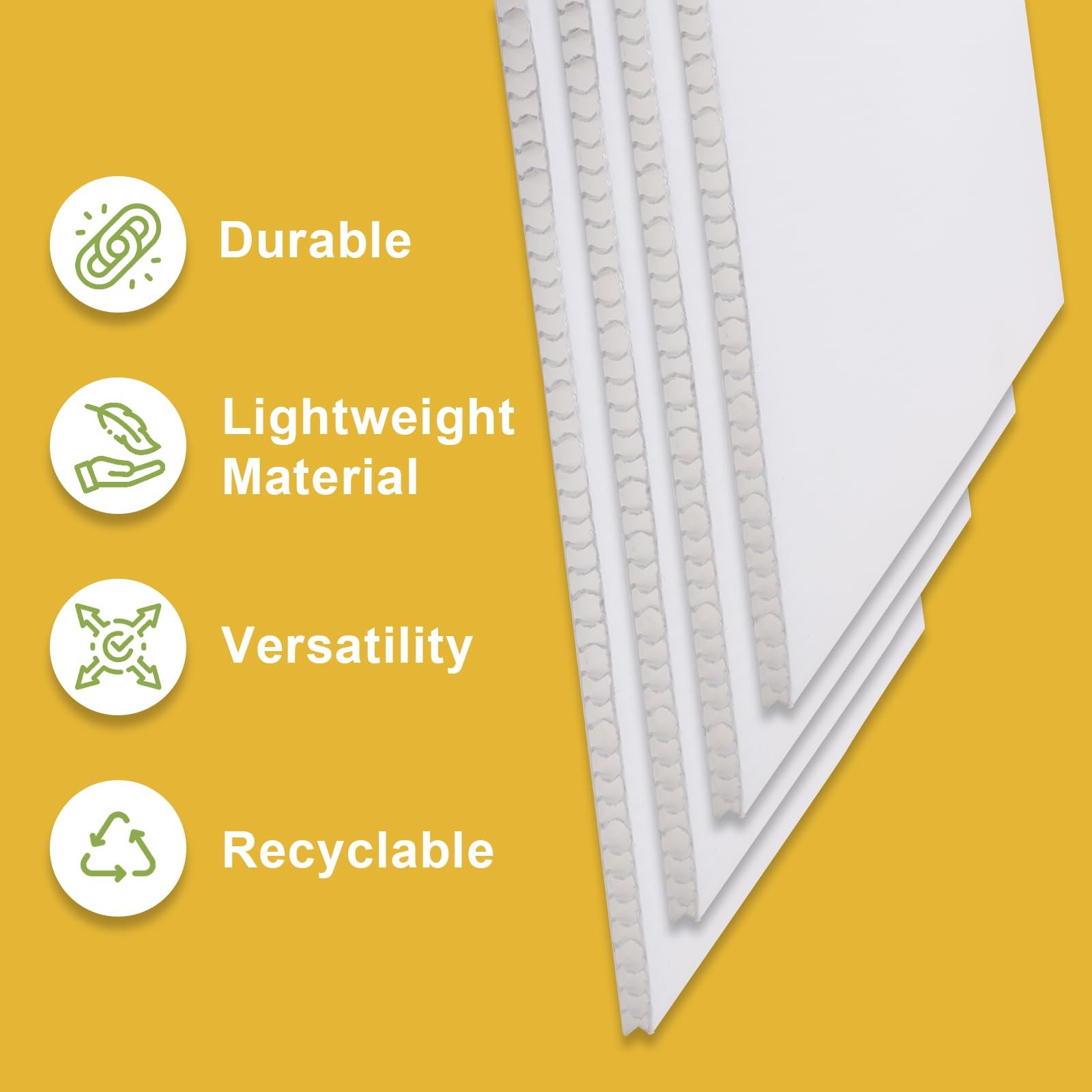 24×36 Corrugated Plastic Board, 3 Pack Coroplast Plastic Sheet, 3/16 Inch Thi…