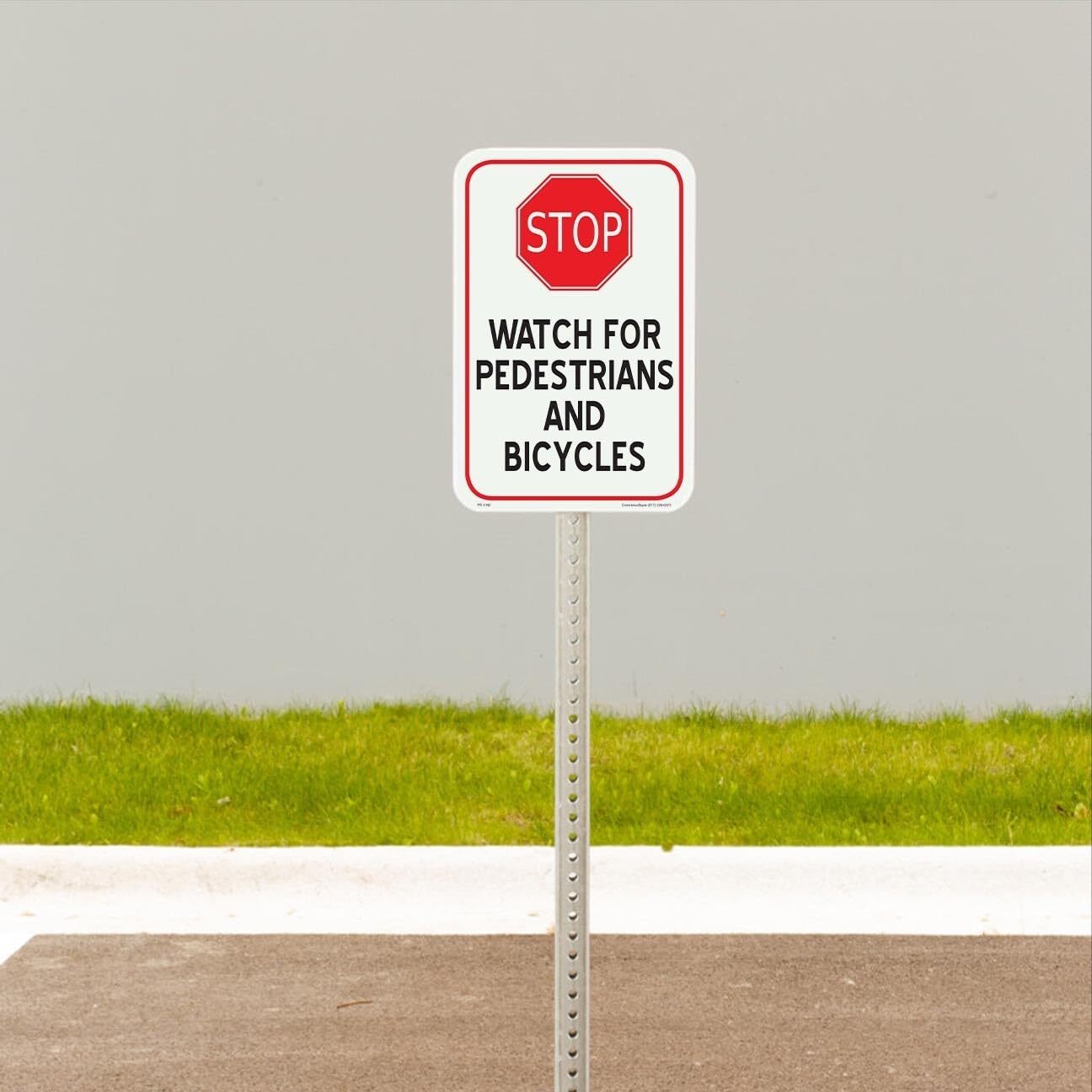 Stop Watch For Pedestrians and Bicycles | Single-side Parking Sign | 12&Prime;W x 18&Prime;H
