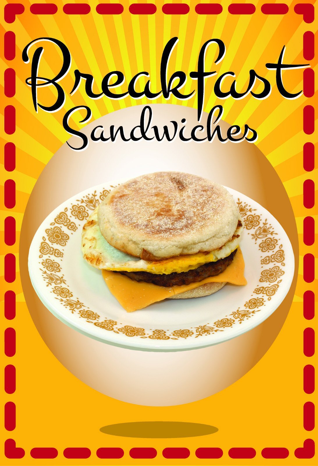 Breakfast Sandwiches | Single-sided Parking Sign | 12&Prime;W x 18&Prime;H