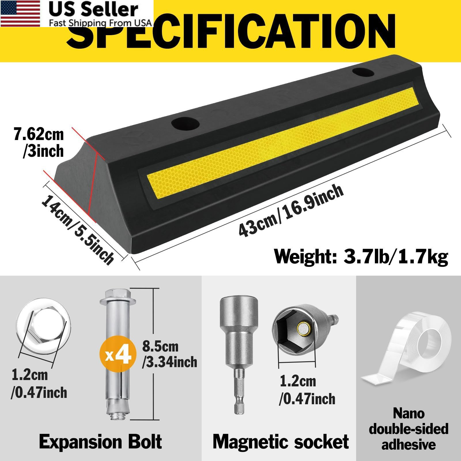 YesBes Pack of 2 Garage Parking Aid, 16.9 » 2pcs-16.9&Prime;L x 5.5&Prime;W x 3&Prime;H