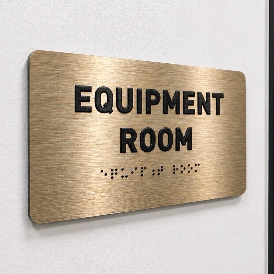 Equipment Room Sign ADA Compliant 7×4 Braille Tactile Bronze Door