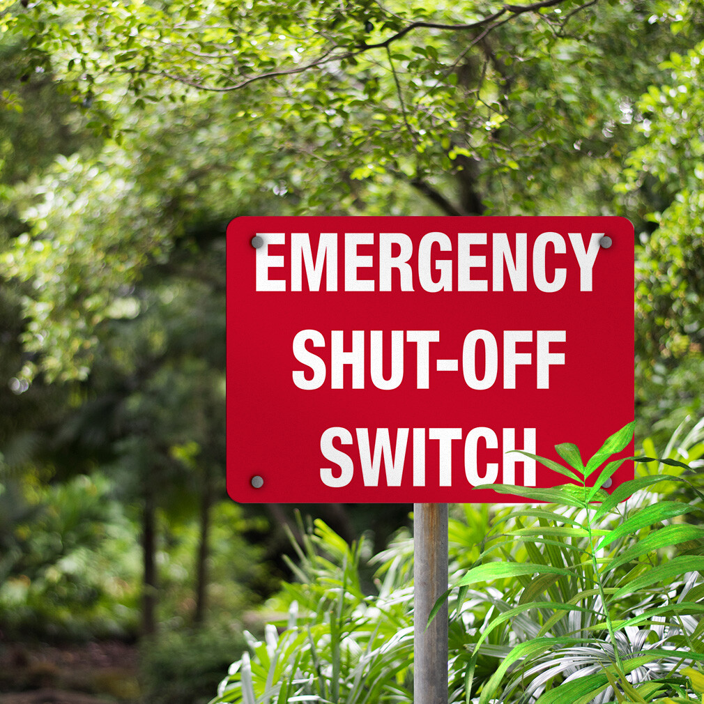 Aluminum Horizontal Metal Sign Emergency Shut-Off Switch Hazard Labels Red