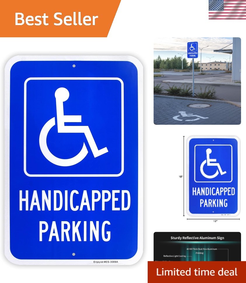 Reflective 18&Prime;x12&Prime; Heavy-Duty Handicapped Parking Sign – Easy Install Aluminum