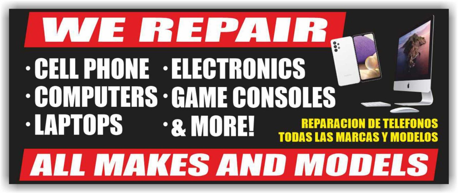 CELL PHONE REPAIR Advertising Banner Vinyl Mesh Sign service fix laptop shop