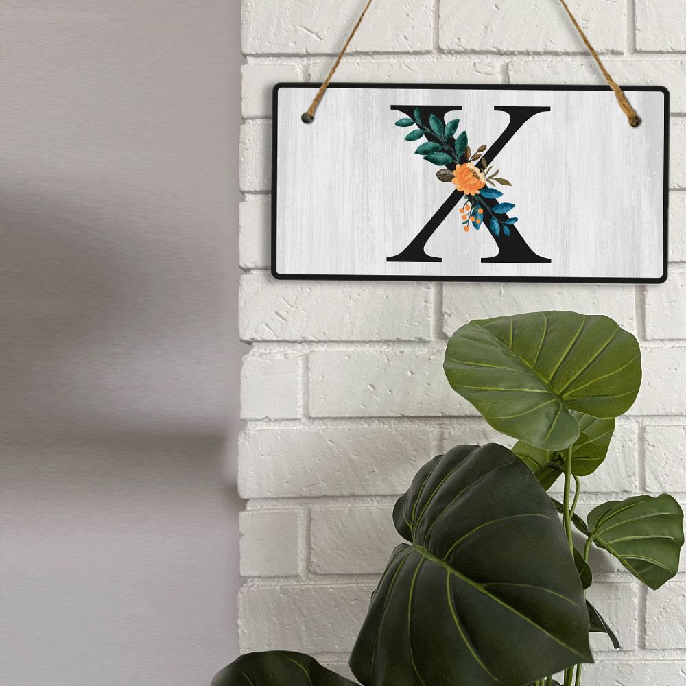 X Flower Decor 5×10 Hanging Wall or Door Sign | Alphabet Letter Room Decoration