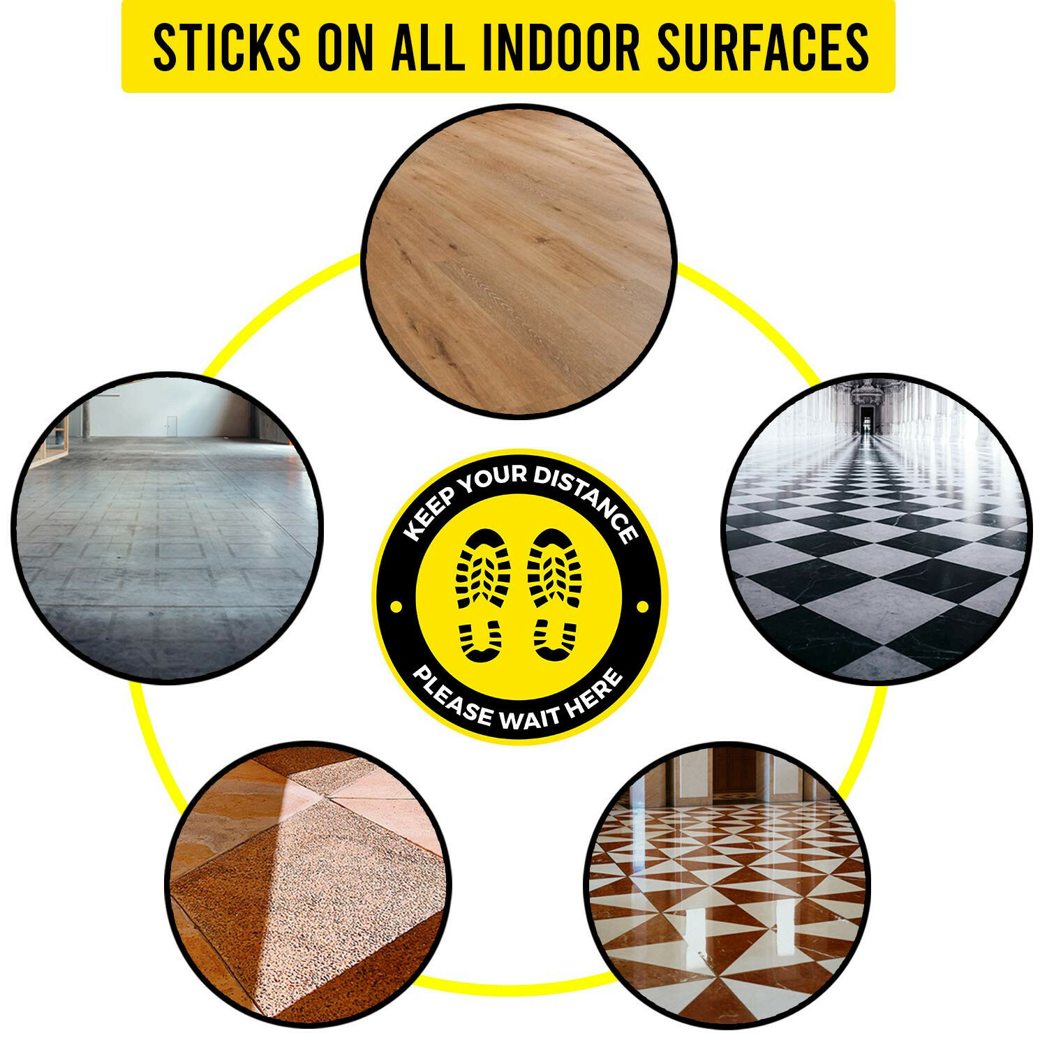 10 Pack Social Distancing Floor Decals – 11&Prime; Commercial Grade Removable Sticker