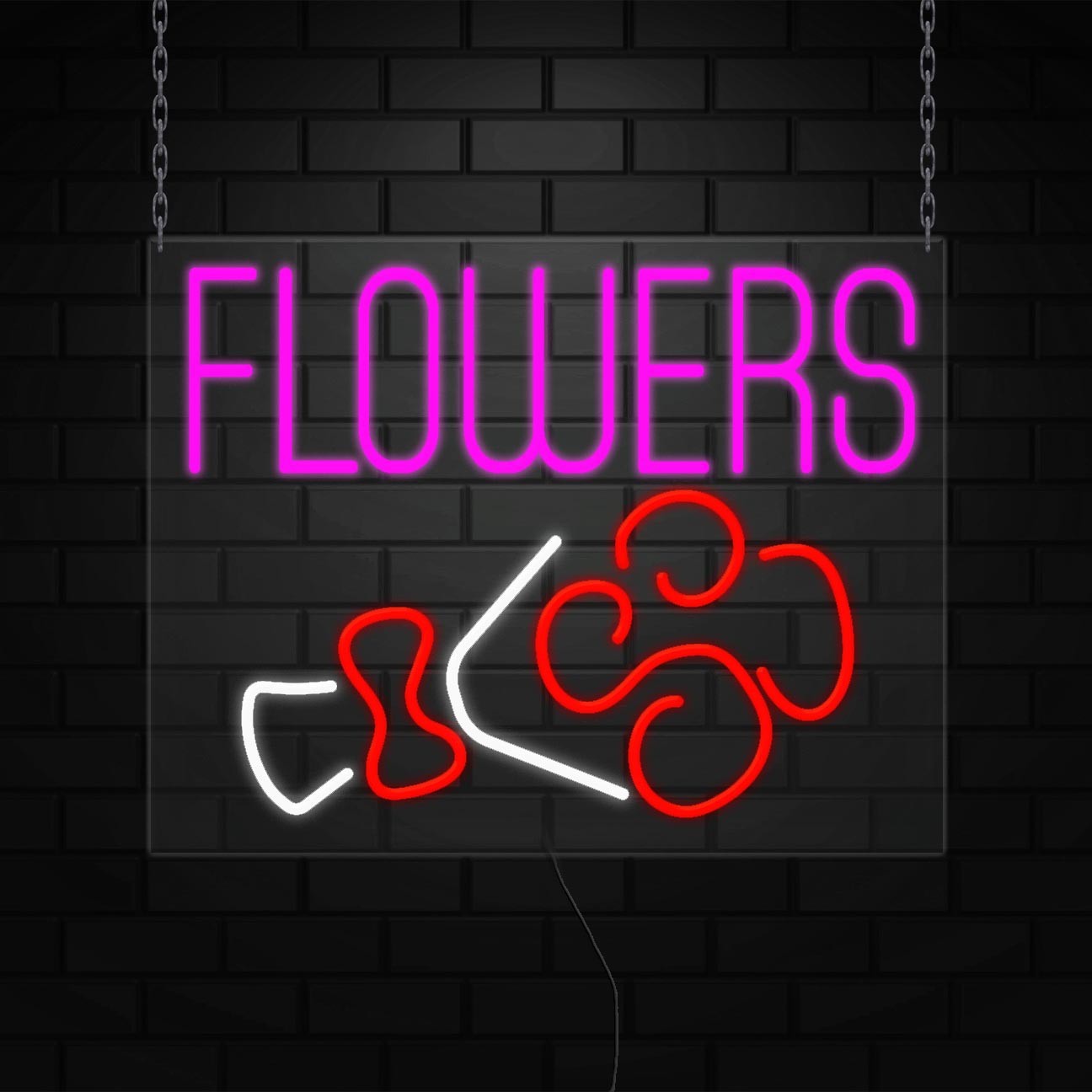 Flowers Sign for Business Displays | LED Flex Neon | 31&Prime;W x 24&Prime;H x 1&Prime;D