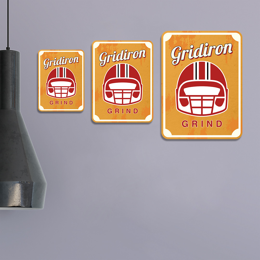 Portrait Round Plus Gridiron Grind Wall or Door Sign