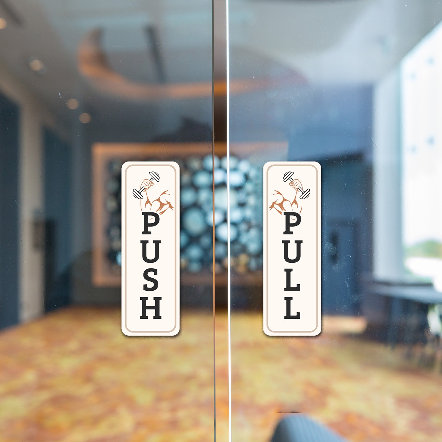 Signs ByLITA Vertical Push and Pull Door Signs (Dumbbell Weight Design)